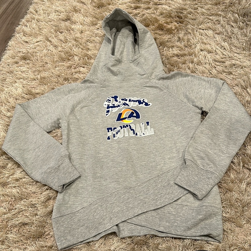 NWT Girls Youth Los Angeles Rams Heathered Gray Pullover Hoodie